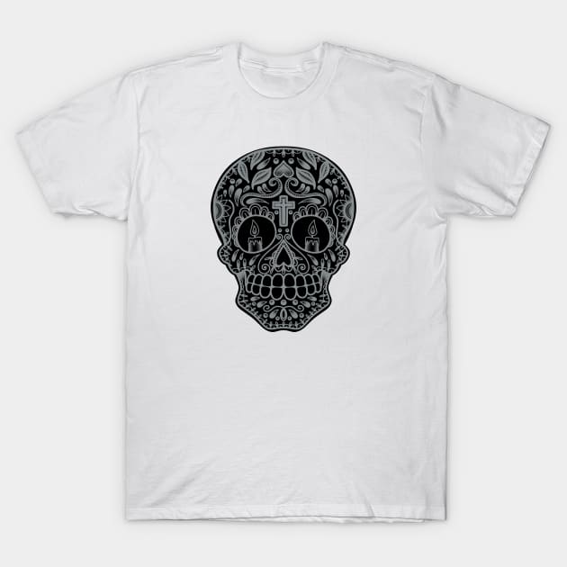 HomeSchoolTattoo SugarSkull SILVER T-Shirt by HomeSchoolTattoo